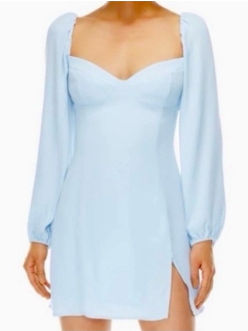 Aritzia Novella Mini Dress With Puff Sleeves And Side Slit Size Small